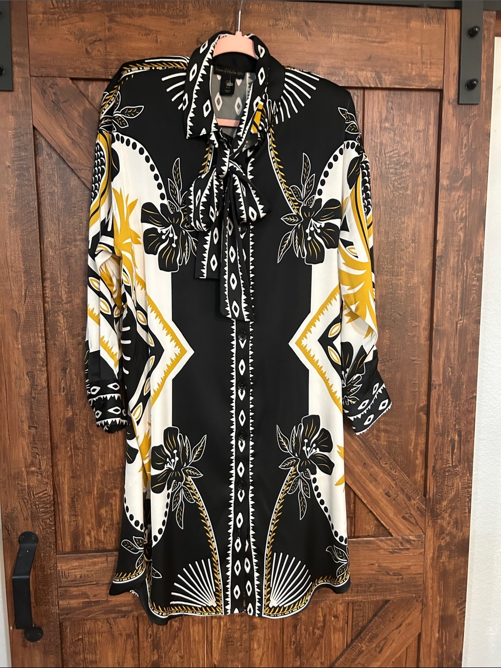 House of Harlow 1960 Black and Gray Geometric Print  drees